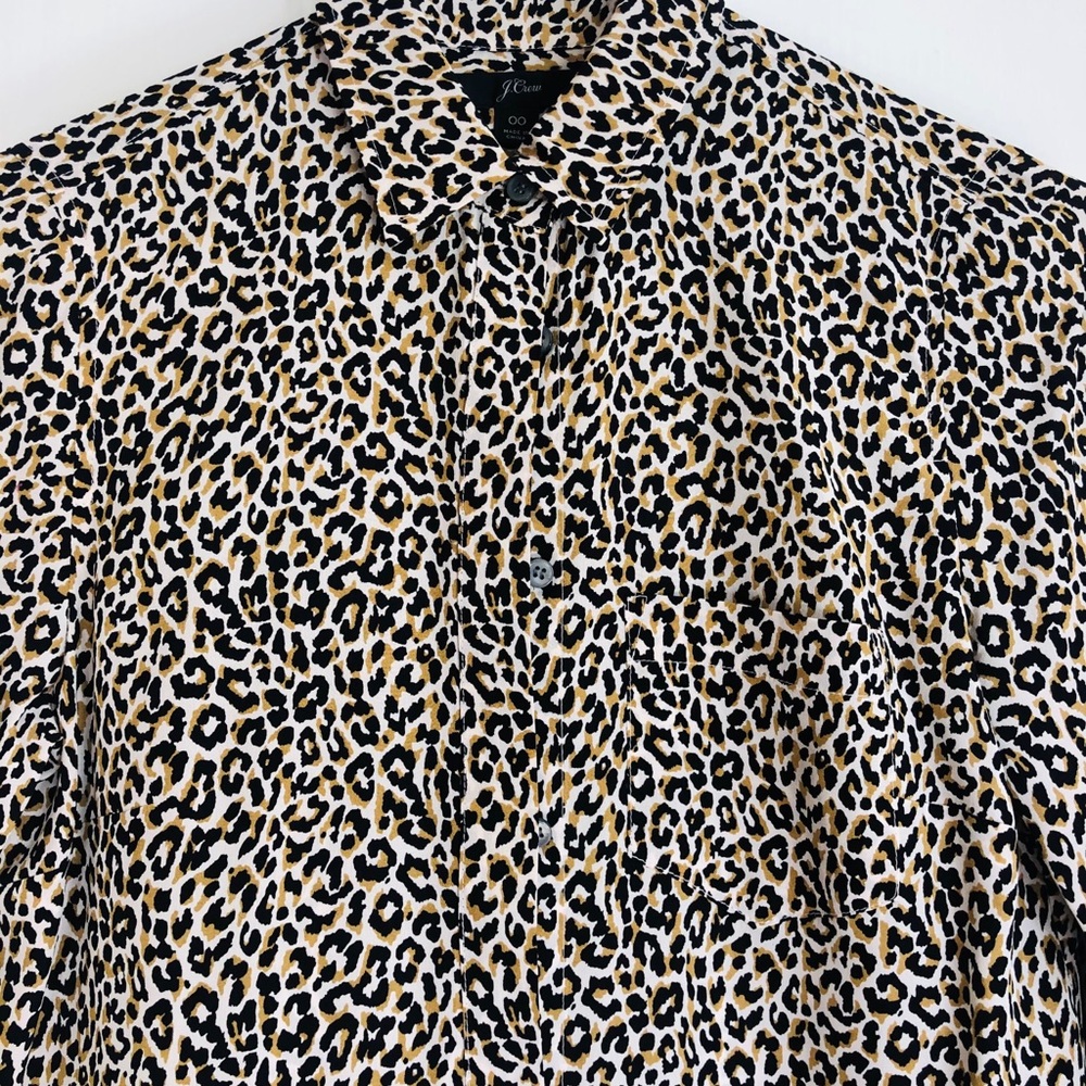 J. Crew silk leopard button down blouse